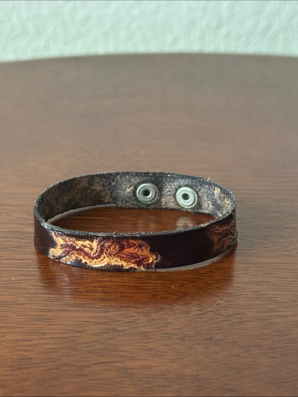 Fashion Jewelry Men's Dark Brown Leather Bracelet with Gold Accent